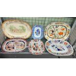 SELECTION OF 19TH CENTURY IRONSTONE MEAT PLATTERS AND GRADUATED PLATES