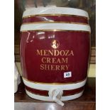 POTTERY CLARET AND GILDED OVOID MENDOZA SHERRY BARREL