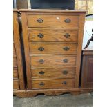 GOOD QUALITY OAK FRONTED TALL CHEST OF SIX DRAWERS