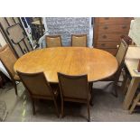 G PLAN OVAL TEAK DINING TABLE AND SIX CHAIRS