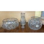 HEAVY CUT GLASS ETCHED BOWLS AND LEMONADE JUG