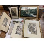 SELECTION OF SMALL ANTIQUARIAN PRINTS AND SOME UNFRAMED PRINTS