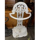 WHITE PAINTED CAST IRON COALBROOKDALE STYLE DEMI LUNE CANE STAND