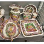 SIX OTHER PIECES OF MASONS IRONSTONE VISTA PATTERN WARES INCLUDING JUGS AND OVAL DISHES