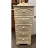 CREAM FIVE DRAWER CHEST WITH LIFT UP DRESSING MIRROR