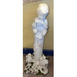 WHITE PAINTED FAWN/PAN GARDEN FIGURE