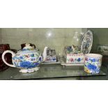MASONS REGENCY PATTERN CHEESE WEDGES AND TEAPOTS