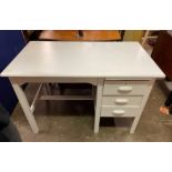 MID 20TH CENTURY WHITE PAINTED SINGLE PEDESTAL KNEEHOLE DESK