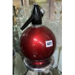 RED METALLIC GLOBULAR SODA SIPHON