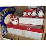 FATHER CHRISTMAS SERVIETS WITH RINGS, SANTA CRUET SET AND CONDIMENTS, PLATES AND DECORATIVE LIGHTS,