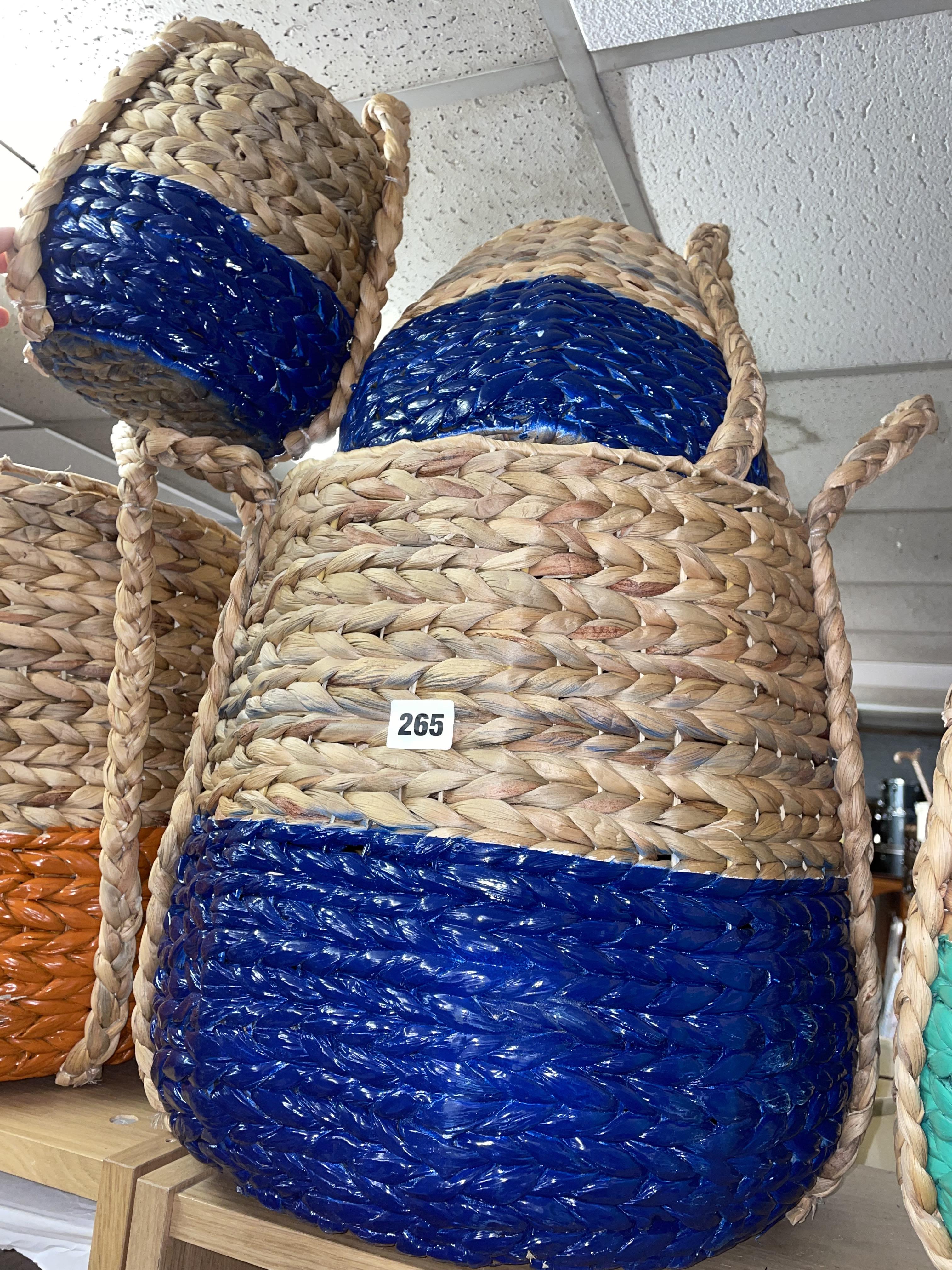 GRADUATED SET OF SEAGRASS BASKETS BLUE