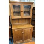 OAK GLAZED TOP CUPBOARD DRESSER