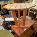 PINE SLATTED OCTAGONAL TOPPED TABLE