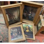 SELECTION OF FIVE OLD MASTER PRINTS OF FAMOUS PAINTING IN GILDED FRAMES INC.