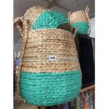 GRADUATED SET OF SEAGRASS BASKETS GREEN