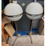 PAIR OF VINTAGE GRUNDIG AUDIORAMA SPHERE SPEAKERS ON CHROME STANDS