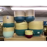SELECTION OF BLUE BAMBOO PLANTERS