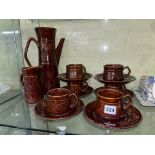 BROWN POTTERY COFFEE SERVICE