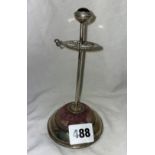 UNMARKED WHITE METAL HAT PIN CUSHION STAND