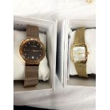 BOXED SKAGEN SLIMLINE GOLD PLATED STAINLESS STEEL MESH BRACELET WRIST WATCH