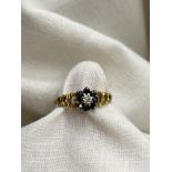 9CT GOLD SAPPHIRE CLUSTER RING SIZE P 2.
