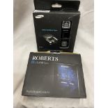 ROBERTS BLUE TOOTH AUDIO RECEIVER AND A SAMSUNG USB DRIVE AND A MUSIC PLAYER