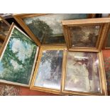 FIVE PRINTS OF CONSTABLE PAINTINGS IN GILT FRAMES