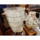 LINEN BIN AND A SELECTION OF TABLE LAMPS