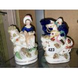 PAIR OF 19TH CENTURY STAFFORDSHIRE FLAT BACK FIGURES INCLUDING NAPOLEAN
