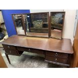 STAG MINSTRAL TRIPLE MIRROR DRESSING TABLE AND FOOT STOOL