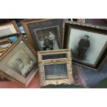 THREE UNIDENTIFIED EARLY 20TH CENTURY FRAMES PHOTOGRAPHIC PORTRAIT PRINTS AND TWO GILDED FRAMES