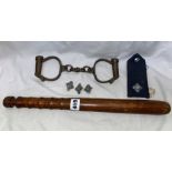 HIATT HAND CUFFS, TRUNCHEON,