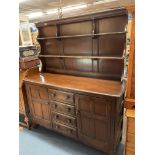 ERCOL DARK ELM DRESSER WITH OPEN PLATE RACK