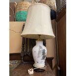 PORCELAIN BALUSTER LAMP DECORATED WITH HERONS IN JAPANESE STYLE