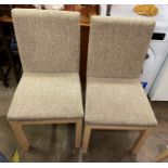 PAIR OF BEECH UPHOLSTERED OATMEAL FABRIC DINING CHAIRS