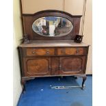 EDWARDIAN WALNUT MIRROR BACK SIDEBOARD