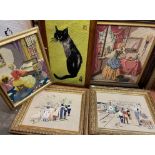 FIVE VARIOUS FRAMED EMBROIDERY AND NEEDLEPOINT PICTURES