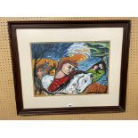 GEORGE WAGSTAFFE ORIGINAL WATER COLOUR ENTITLED THE ROCKING HORSE 1981 FRAMED AND GLAZED 51CM X