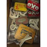 DRAWER OF VINTAGE ENAMEL TINS INCLUDING OXO AND TOBACCO,