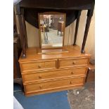 TEAK TWO OVER TWO DRAWER CHEST WITH A SEPARATE TOILET MIRROR