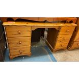 PINE TWIN PEDESTAL KNEEHOLE DRESSING TABLE