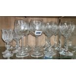 SIX ETCHED WITH SWAGS WINE GLASSES, AND OTHER QUALITY GLASSWARE.