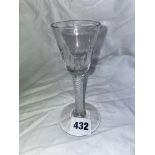 ANTIQUE OPAQUE SPIRAL AIR TWIST CORDIAL GLASS WITH FOLDED FOOT