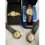 CASED LORUS AND A TIMEX WRIST WATCH,