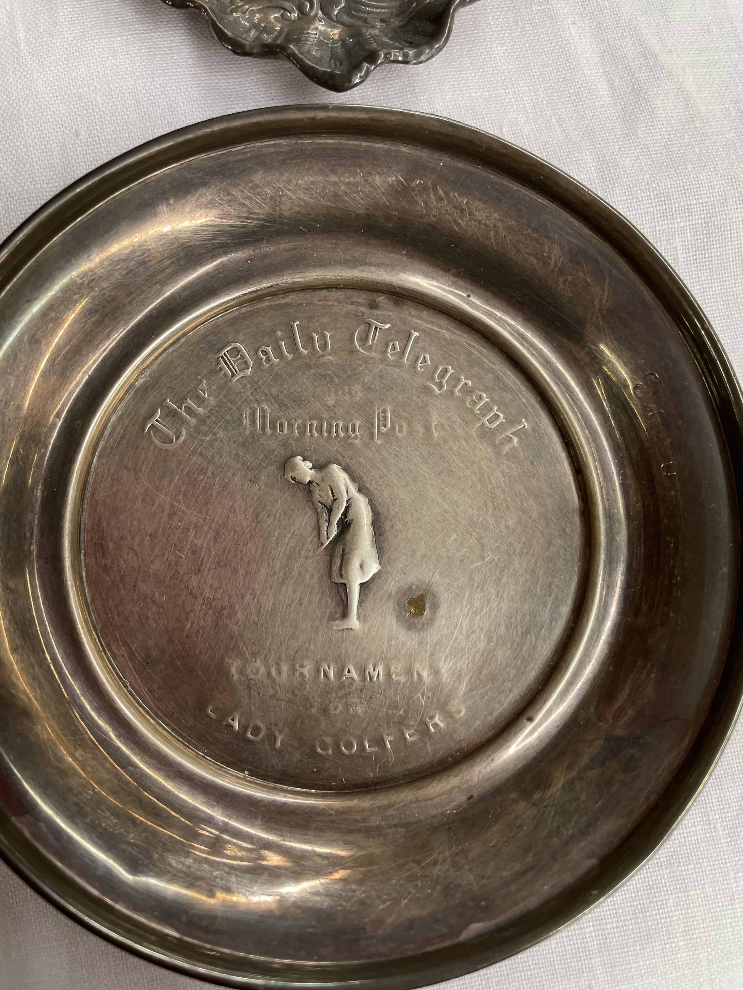 CONTINENTAL SILVER EMBOSSED HEART SHAPE PIN DISH AND A DAILY TELEGRAPH MORNING POST SILVER PIN DISH - Image 2 of 3