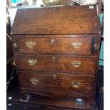 19TH CENTURY OAK BUREAU THE FALL WITH FITTED INTERIOR ON BRACKET FEET 97CM H X 76CM W X 45CM D