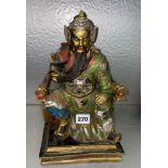 METAL AND PAINTED MODEL OF A SEATED CHINESE EMPEROR