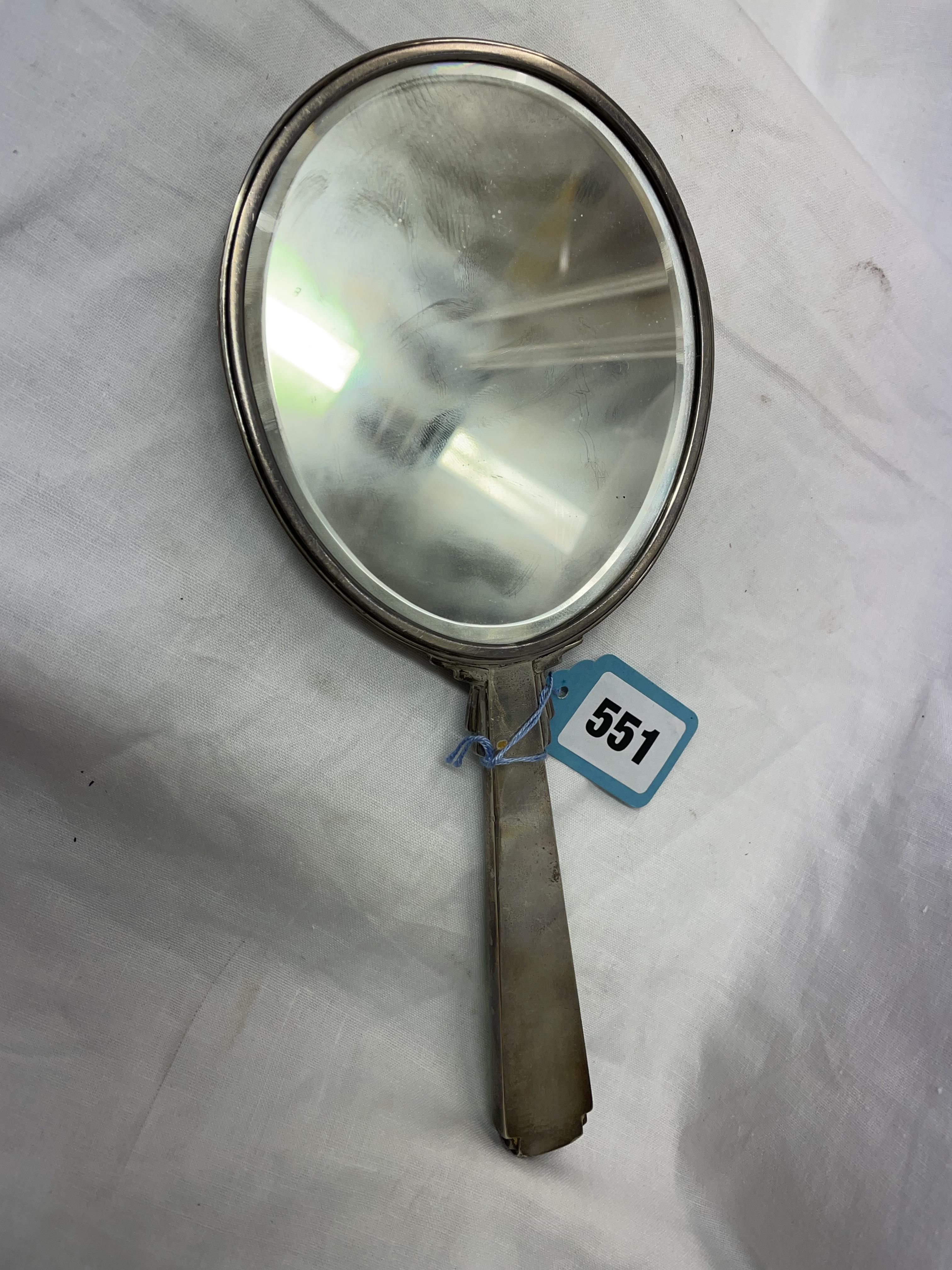 SILVER AND GUILLOCHE ENAMEL BACKED HAND MIRROR - Image 2 of 3
