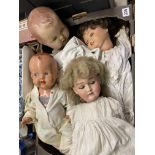 GERMAN MAH TWO AND HALF KANDWERCK BISQUE HEADED COMPOSITE DOLL AND ANOTHER GERMAN BISQUE HEADED