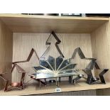 SHELF OF CHRISTMAS TREE AND STAR TEA LIGHT CANDLE HOLDERS